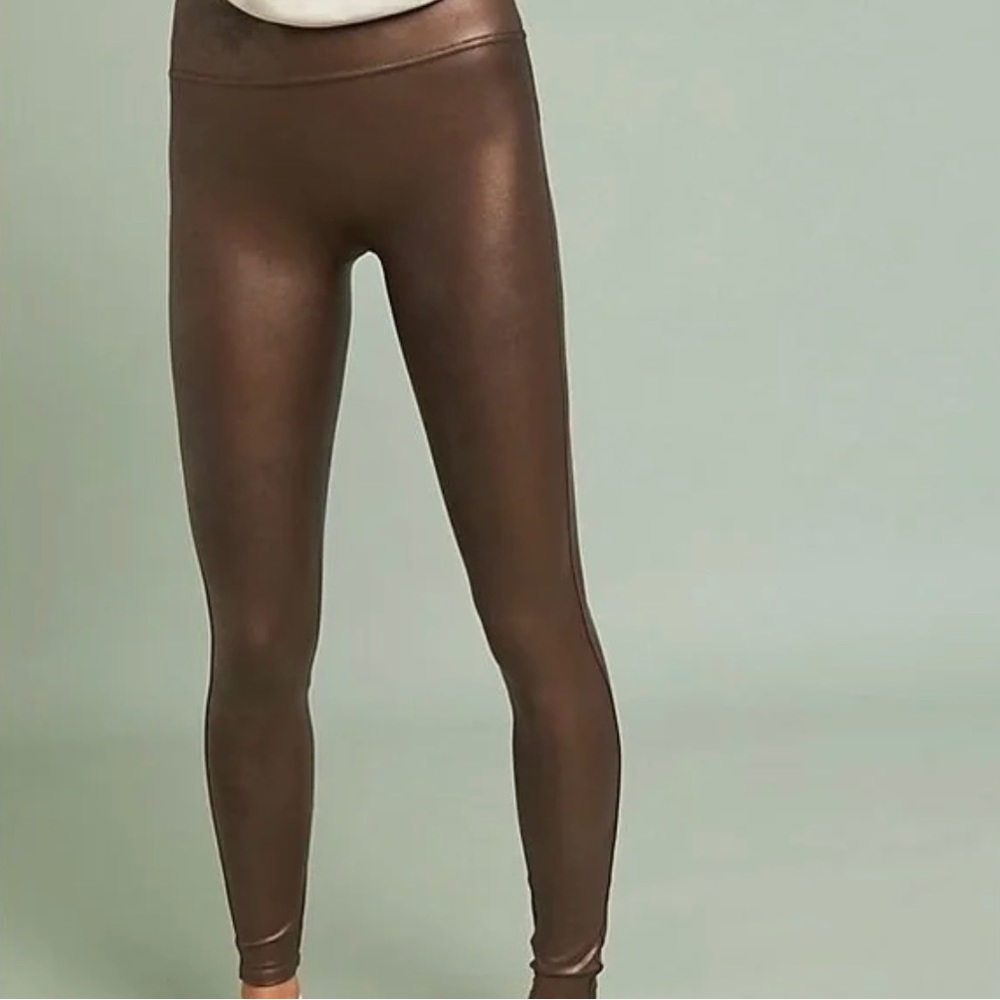 SPANX high-rise faux leather leggings in brown BNWOT